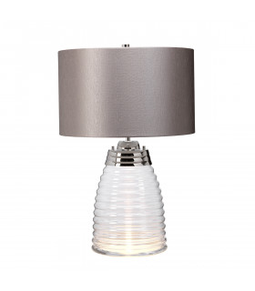 Lampe de table Milne Nickel poli métallique - Verrerie claire 41 Cm