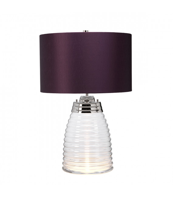 Lampe de table Milne Nickel poli métallique - Verrerie claire 41 Cm