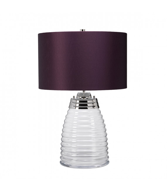 Lampe de table Milne Nickel poli métallique - Verrerie claire 41 Cm