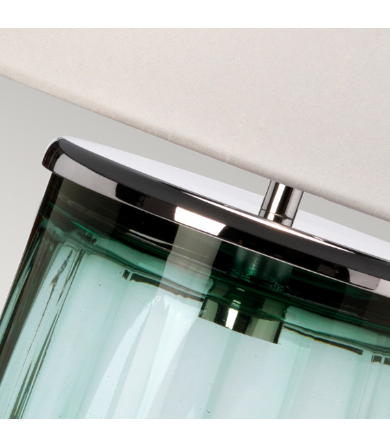 Lampe de table Reno Nickel poli de métaux - verrerie verte 35,5 Cm