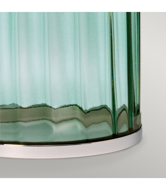 Lampe de table Reno Nickel poli de métaux - verrerie verte 35,5 Cm