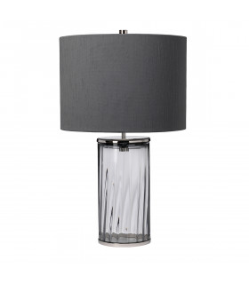 Lampe de table Reno Nickel poli métallique - Verrerie Fumée 35