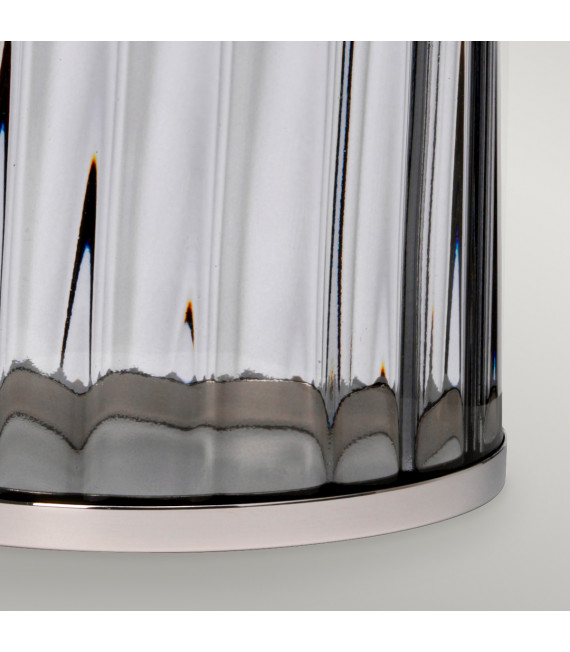 Lampe de table Reno Nickel poli métallique - Verrerie Fumée 35,5 Cm