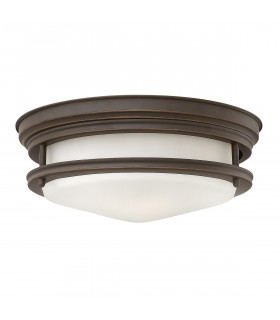 Plafonnier Hadrian Bronze frotté d'huile avec verre opale 30