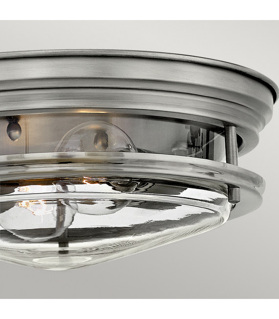 Plafonnier Hadrian Nickel antique avec verre clair 30,5 Cm