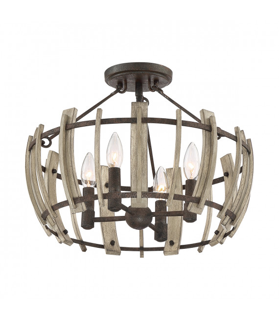 Plafonnier Wood Hollow Noire rustique 30,4 Cm