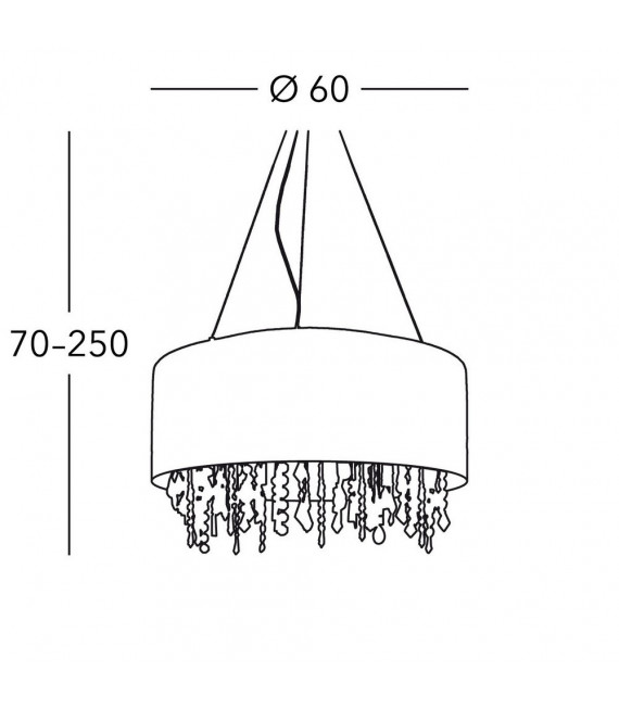 Paralume appeso cromato scintillante 6 lampadine 50cm