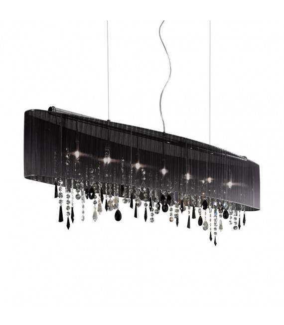 Suspension Paralume Chrome scintillant 7 ampoules 50cm
