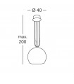Luna pendant lamp 24 carats gold 2 bulbs 200cm