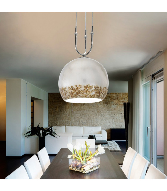 Luna Chrom Pendelleuchte 2 Birnen 200cm