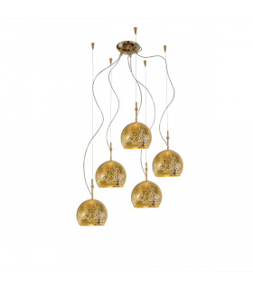 Luna pendant lamp 24 carats gold 5 bulbs 200cm