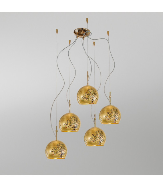 Luna pendant lamp 24 carats gold 5 bulbs 200cm