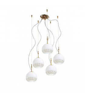 Lampada a sospensione Luna oro 24 carati 5 lampadine 200cm