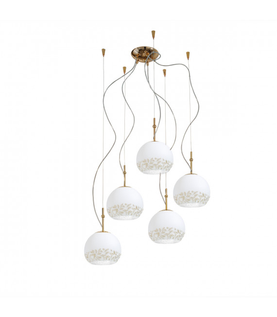 Luna pendant lamp 24 carats gold 5 bulbs 200cm