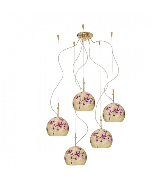 Luna pendant lamp 24 carats gold 5 bulbs 200cm
