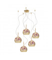 Luna pendant lamp 24 carats gold 5 bulbs 200cm