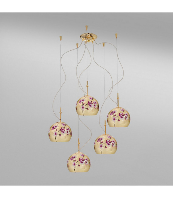 Suspension Luna 24 carats d'or 5 ampoules 200cm