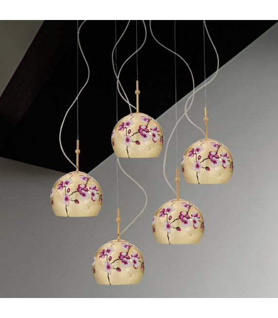 Suspension Luna 24 carats d'or 5 ampoules 200cm