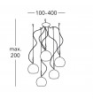Suspension Luna Chrome 5 ampoules 200cm