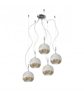 Luna Chrom Pendelleuchte 5 Glühbirnen 200cm