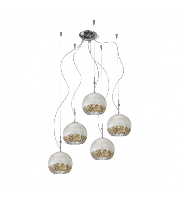 Luna Chrom Pendelleuchte 5 Glühbirnen 200cm