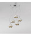 Luna Chrome pendant light 5 bulbs 200cm
