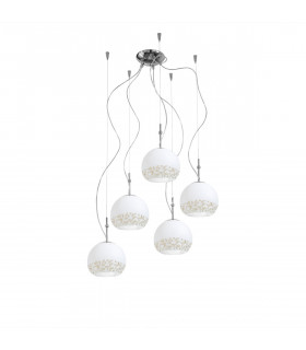 Luna Chrome pendant light 5 bulbs 200cm