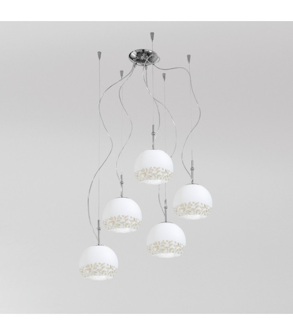 Luna Chrom Pendelleuchte 5 Glühbirnen 200cm