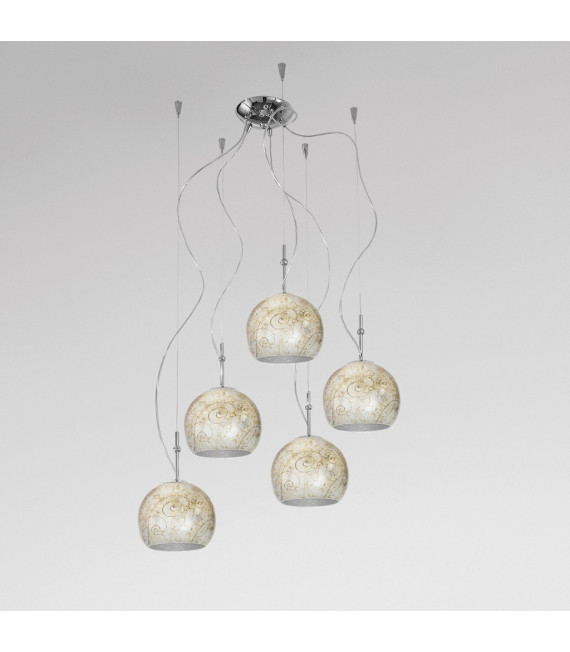 Lampada a sospensione Luna Chrome 5 lampadine 200cm