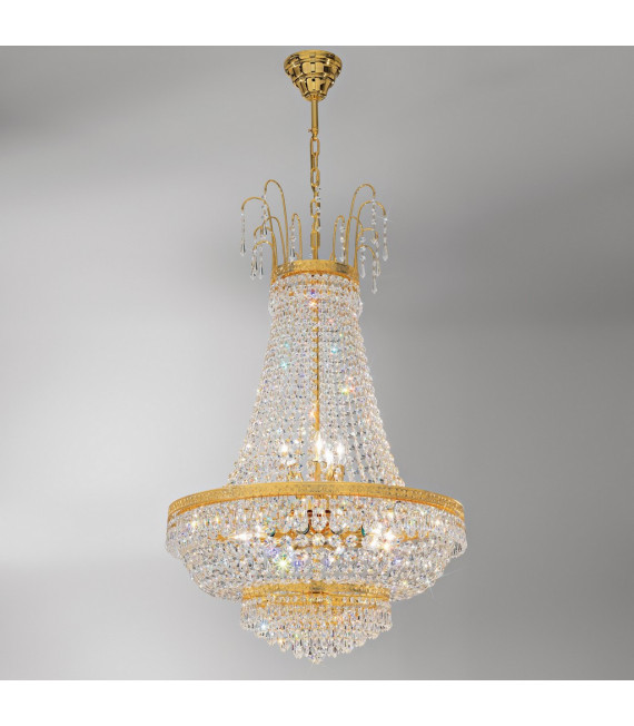 Lampadario impero oro 24 carati 12 lampadine 107cm