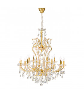 Chandelier sans abats jours Versailles 24 carats d'or 18 ampoules 113cm