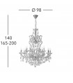 Candlestick without lampshades Versailles 24 carats gold 18 bulbs 113cm