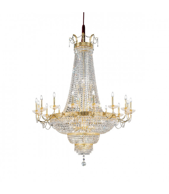 Grande lampadario Impero oro 24 carati 48 lampadine 180cm