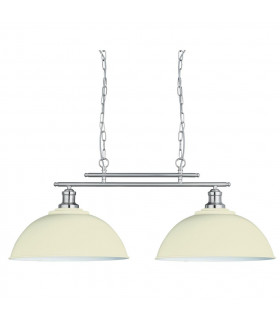 Suspension Fusion Acier doux Argent satiné,crème 2 ampoules 31cm