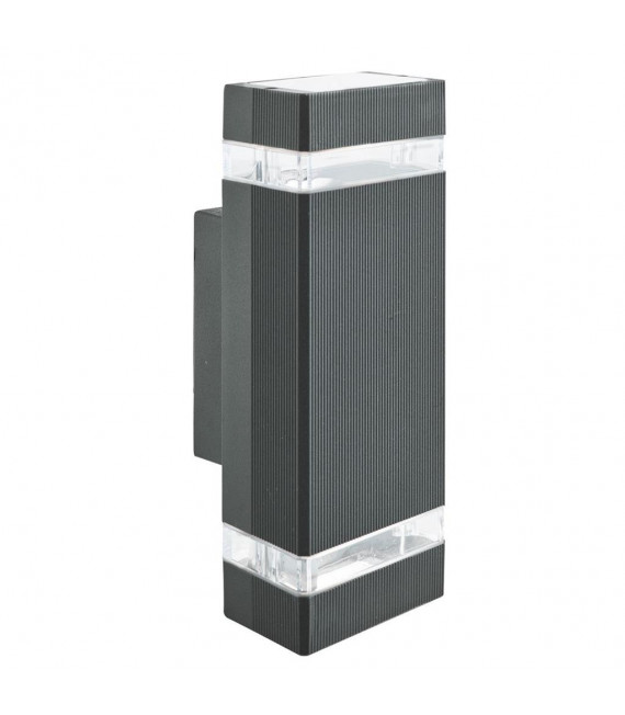 Aplique de jardín Sheffield Glass moldura aluminio Negro mate 2 bombillas 23,5cm