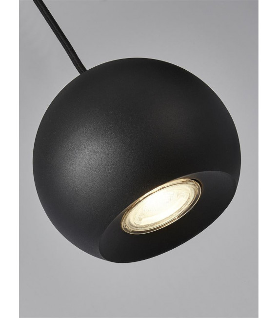 Ciondolo Eindhoven Acciaio dolce Nero 4 lampadine 11cm