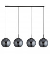 Suspension Amsterdam Acier doux Noir 4 ampoules 37cm