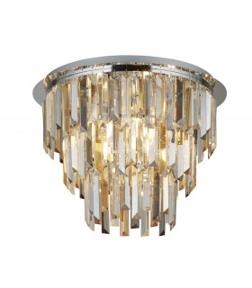 Design ceiling light Clarissa 5 bulbs Glass, mild steel Chrome, grey, amber, Transparent, smoked