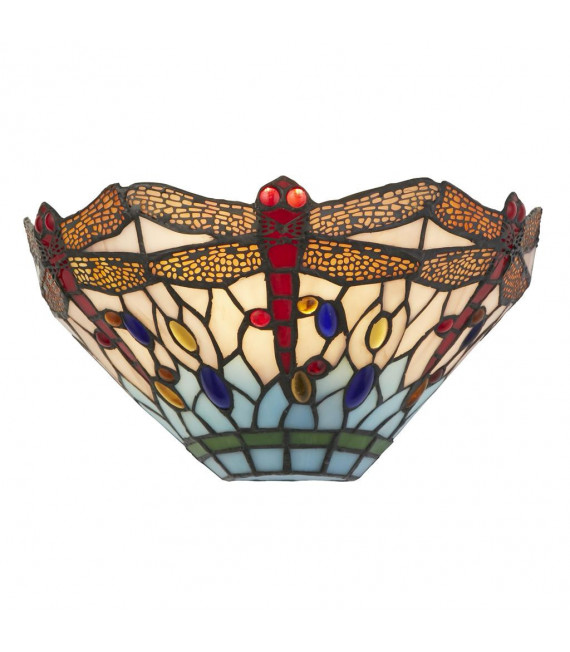 Aplique libélula 1 bombilla Vidrio, policarbonato, acero Multicolor, libélula