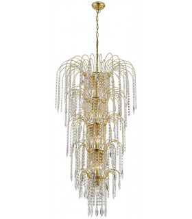 Suspension Waterfall Verre,acier doux Or 13 ampoules 112cm