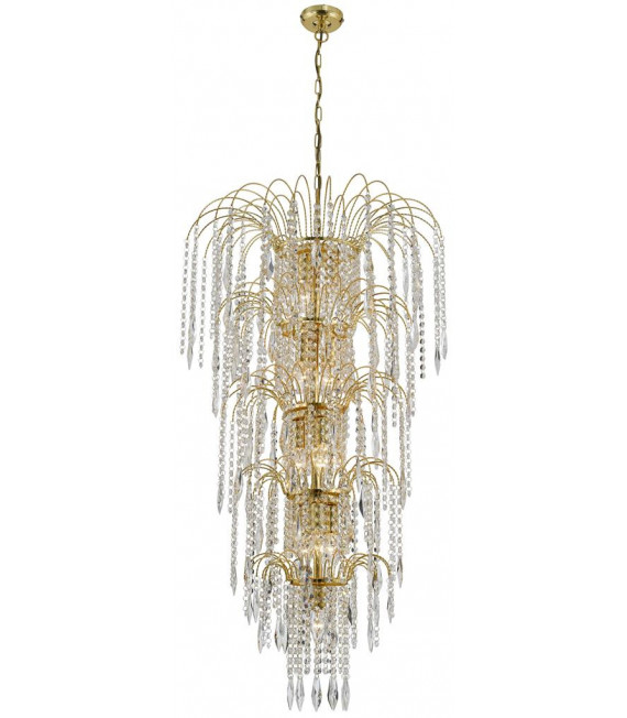 Wasserfall-Pendelleuchte Glas, Baustahl Gold 13 Glühbirnen 112cm
