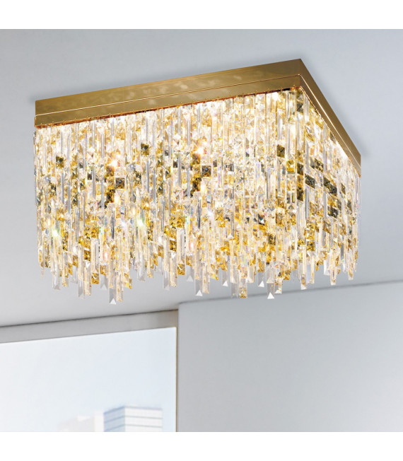 Plafoniera di design Prisma oro 24 carati 16 lampadine 40cm