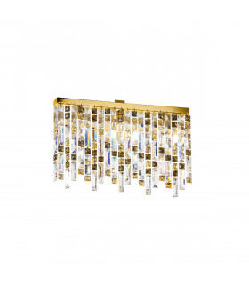 Plafón Diseño Prisma oro 24 kilates 3 bombillas 33cm