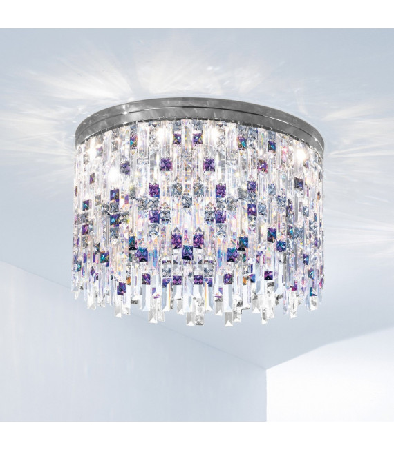 Plafonnier Design Prisma Chrome 12 ampoules 40cm