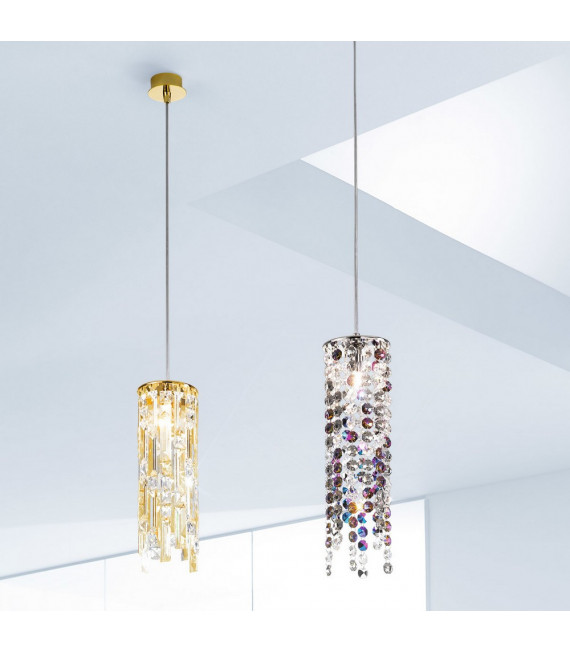 Lampada a sospensione Prisma 1 luce placcata oro 24 carati Oro lucido