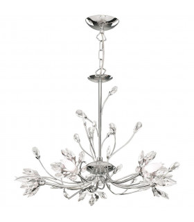 Hibiscus pendant lamp Glass, crystal, Chrome steel 5 bulbs 40cm