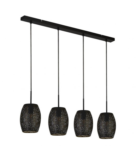 Ciondolo laser Acciaio dolce Nero opaco, Oro 4 lampadine 30cm
