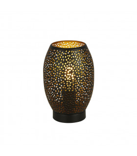 Lámpara de mesa láser 1 luz acero dulce negro mate, dorado