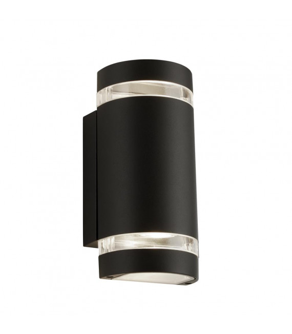 Aplique de jardín Sheffield Glass moldura aluminio negro transparente 2 bombillas 24cm