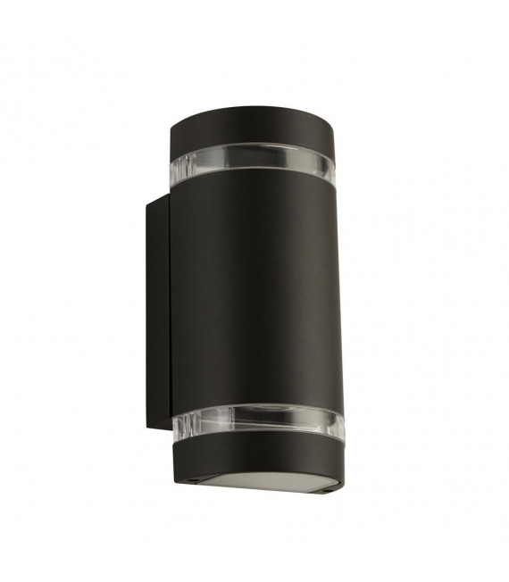 Gartenleuchte Sheffield Glass, Aluleiste schwarz, transparent 2-flammig 24cm